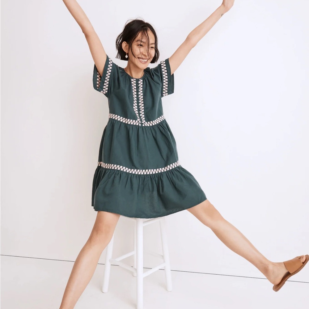 Madewell Short Sleeve Dress with White Accents
